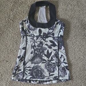 Lululemon Athletica Black and White Floral Tank Top